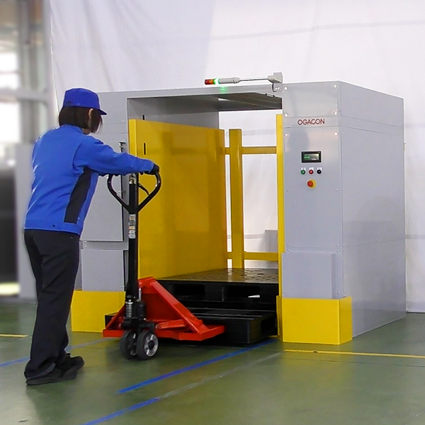 パレットマガジン　床置き型　空パレット　段積み　段バラシ　ハンドパレットトラック　ハンドリフト　AGV　AMR　人手不足の対策